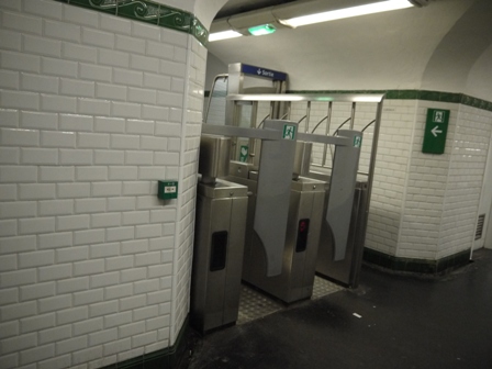 turnstyle and a metal lever barrier