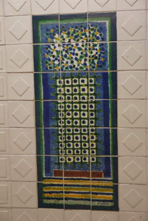 blue painting with squares and lines