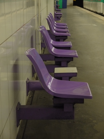 the seats on the platform 8 are purple