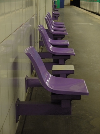 the seats on the platform 8 are purple