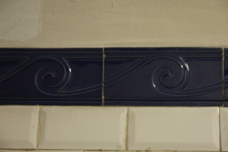 Blue waves on ceramic tiles