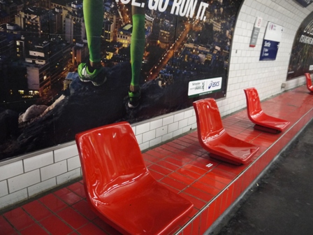 red plastic seats on platform 12