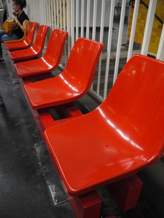 orange plastic seats