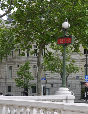 balustrade and Metro sign