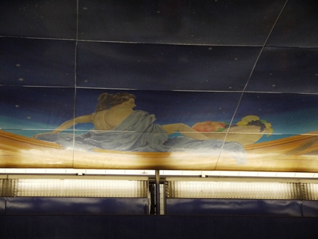 blue lights and ceiling