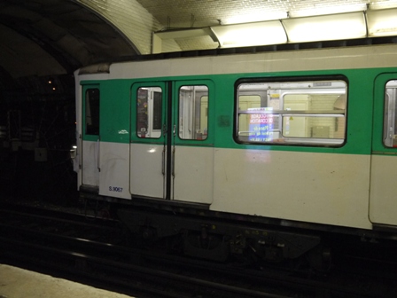 One of the metro cars in the station