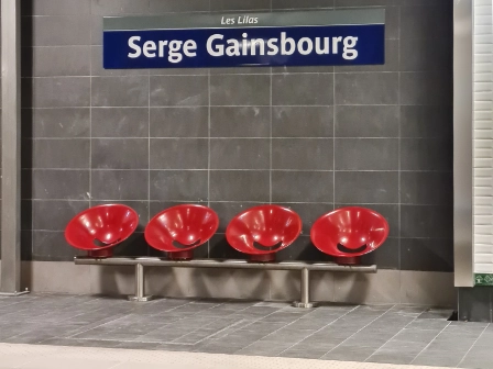 Red metal seats
